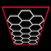 Hexagon LED Lights – 15 Grid with Red Color Border (15.9' × 8' / 4.84 m × 2.43 m)