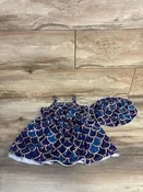 2pc Mermaid Scale Print Dress & Bucket Hat Set Purple sz 3-6m
