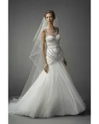Isa 7084B <br>Sheer Beaded Bodice Romantic Tulle Wedding Dress