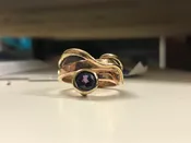14K Gold Forged Ring, Purple Spinel