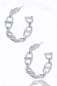 14K Gold(Silver) Dipped Oval Shape Link Hoop Earrings