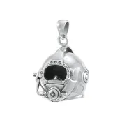 3 Dimensional Diving Helmet Sterling Silver Pendant TP1510