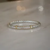 14KY/SS DIAMOND BANGLE BRACELET