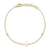 0.03CT DIAMOND BEZEL CROSS BRACELET