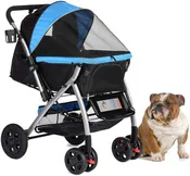 ♻️ Factory Refurnished - HPZ™ PET ROVER Premium Stroller for Small/Medium/Large Dogs, Cats and Pets (Sky Blue)