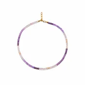 Amethyst, Rose Quartz & Light Citrine Beads Strand 3.5-4mm Stainless Steel Necklace