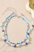 Blue Double Layer Flower Necklace