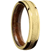 14K Yellow Gold + Stipple , Polish Finish + Koa
