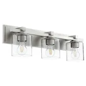 Quorum Three Light Vanity in Satin Nickel|Clear Seeded from the Kaplan collection - 5369-3-265