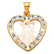14K 15 Heart CZ Pendant