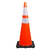 36" Performance Orange Traffic Cone, 10lbs Black Base & HIP Reflective Bands