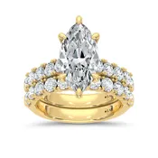 14K Yellow Gold Marquise Lab Grown Diamond Engagement Ring — 5 CTW