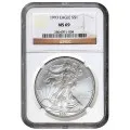 1993 American Silver Eagle, NGC-MS69