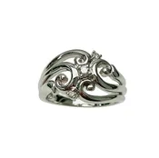 .09 CT. T.W. Diamond Swirl Accent Ring | Contemporary 14K White Gold