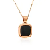 14K ROSE GOLD SOFT SQUARE BLACK ONYX PENDANT NECKLACE  M1041PD-R4 ARDOV40R-20