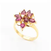 14KY Ruby Cluster Ring