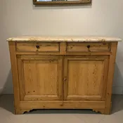 Shop: DuPont Edge Roma Imperial Quartzite on Antique Hutch — Adamo Stone Design