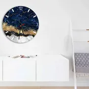 #23 BLAXON Blue Gold Abstract Acrylic Wall Clock