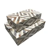 Etched Horn/Bone Diamond Box