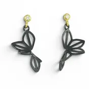 Anise Earrings with Oxidized Silver, Gold and Diamonds