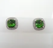 Cushion Cut Earring with Cubic Zirconia Trim