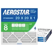 Aerostar 20x20x1 MERV 8 Air Filter, 4 Count, ACTUAL SIZE (19.75 x 19.75 x 0.75), HVAC, Air Conditioning &amp; Furnace Filter Captures Dust, Lint &amp; Pollen (MPR 600 / FPR 5), Made in USA : Industrial &amp; Scientific
