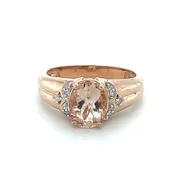 10K Rose Gold Diamond & Morganite Accent Ring; Size 7