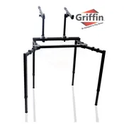 Double Piano Keyboard and Laptop Stand by Griffin | 2 Tier/Dual Portable Studio Mixer Rack for Turntables, DJ Coffins, Speakers, Audio Gear and Music Equipment | Deluxe &amp; Versatile Steel Construction
