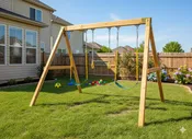 Settler A-Frame Wooden Swing Set Kit - 3 Swings