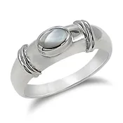 Bold White Shell Silver Ring