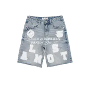 Almost Someday - Letterman Denim Jorts - Blue