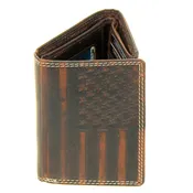 American flag Trifold Two-Tone Brown Leather RFID Wallet #WT20111NID