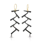 Geometric Elegance Earrings - Bold Modern Design with Gemstone Accent — EatMetal