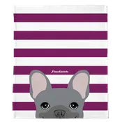 Blue French Bulldog on Beet Stripes | Frenchie Blanket