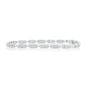 0.56 Cttw Round Diamond 14K White Gold Milgrain Fashion Bracelet