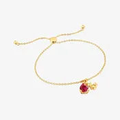 18K gold vermeil bear motif chain Bracelet with lab-grown ruby Bold Bear LGG