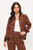 FALL FLORAL PRINT CORDUROY BOMBER JACKET