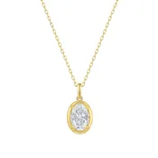 Bezel Lab Oval Diamond Drop Necklace