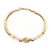 All Gold Twisted Oval Corrugated Bangle with Swarovski AB Crystal