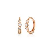 3 Bezel Diamond Huggie Earring