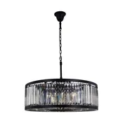 35.5" Greenwich 10 Light Crystal Chandelier In Matte Black With Royal Cut Silver Shade Grey Crystal