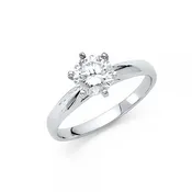 14KW 1.5MM WIde Six Prong CZ Engagement Ring