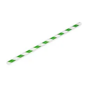 0.25" x 7.75" Jumbo Paper Drinking Straws - Green/White - Unwrapped - 4800/Case