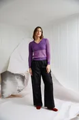 Purple Pink Mixed Stitches Sweater