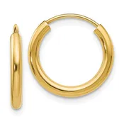 14k Polished Endless 2mm Yellow Gold Hoop Earrings