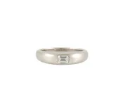 0.35ct Emerald Cut Diamond Solitaire Flush Set Band Ring in Platinum