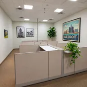 6×6 Office Cubicle with Height-Adjustable Desk &amp; Storage