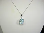 Aquamarine Pendant Solid 14K White Gold 100% Natural Made In USA