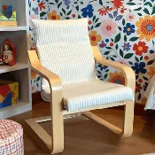 Beige Pinstripe Cushion Cover, Compatible with IKEA Children's Poang
