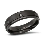Black Zirconium Band Ring with Fancy Black Diamonds